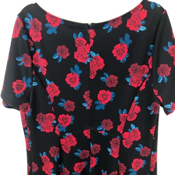 Lane Bryant- Black with Red Roses Fit and Flare dress size: 18 - Picture 10 of 12